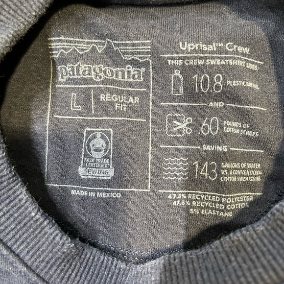 Patagonia Uprisal Crew Neck Size Large in Navy - Picture 2 of 3